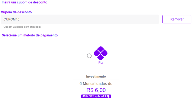 Como aparece para o aluno no modal de matrícula