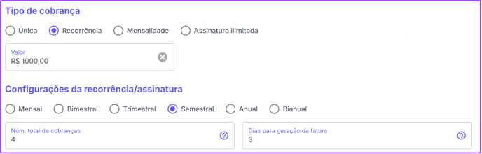 configuração semestral